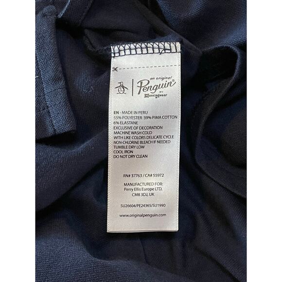 Mens Oringinal Penguin Navy Blue White Pink Stripe Detail Short Sleeve Polo XXXL - Picture 7 of 7